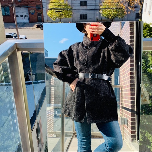 New York Girl Vintage Wool Coat Puff sleeves cuffs - Picture 7 of 8
